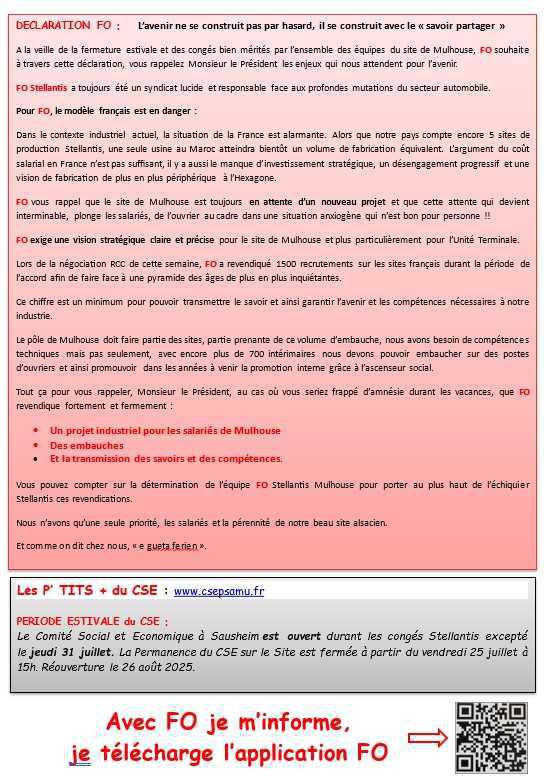 MU: CSE JUILLET 2025