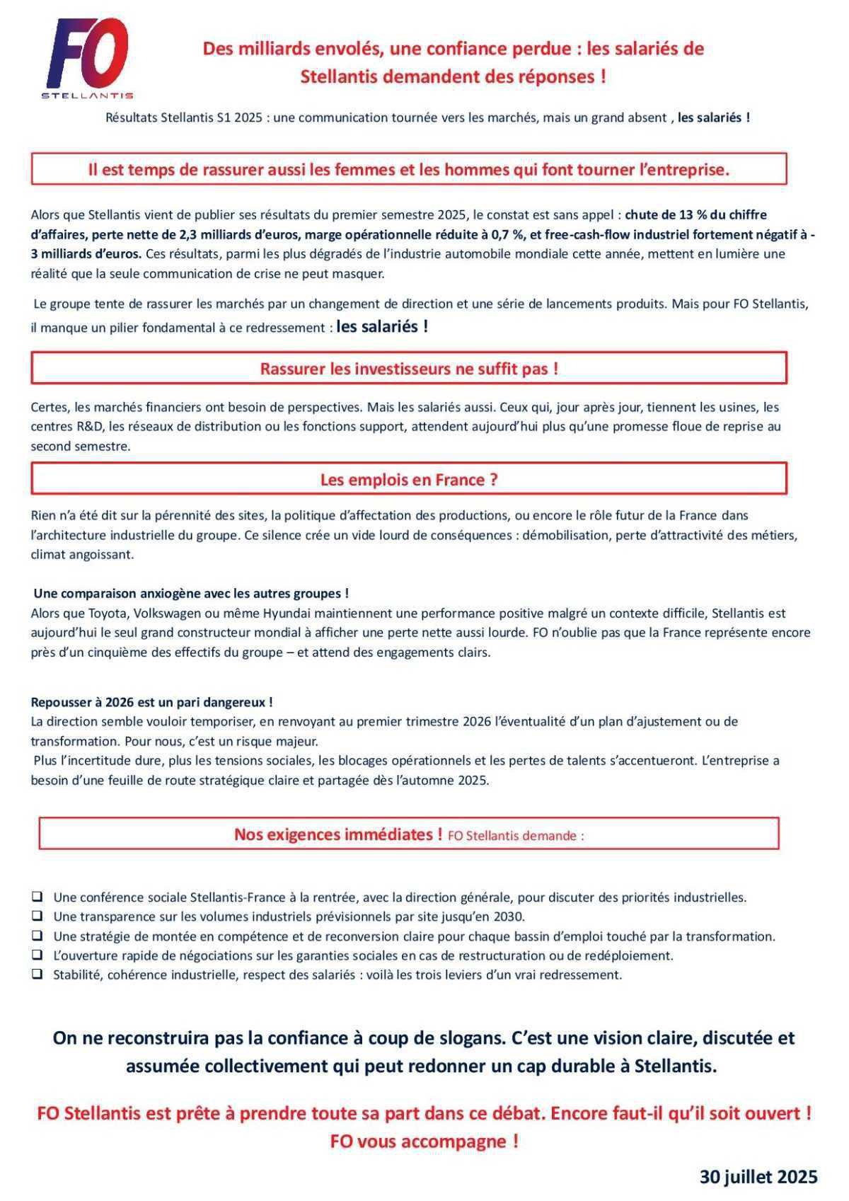 Résultats du groupe S1, l'analyse FO !