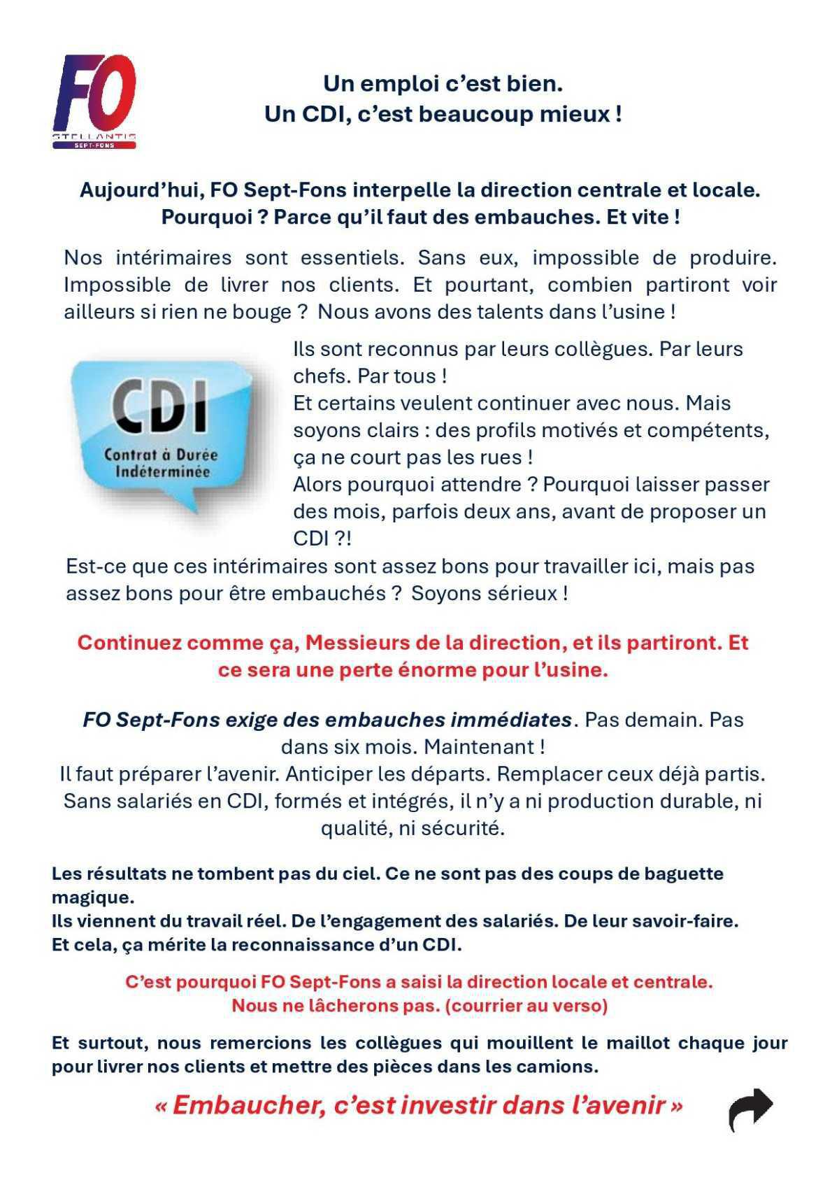 Sept-Fons : Un emploi c'est bien. Un CDI c'est mieux ! 