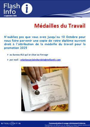 Médaille du travail "Promotion 2025"🏅🥇🍾