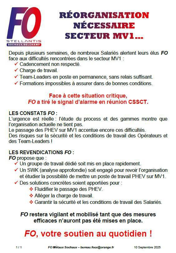 Conditions de travail / MV1