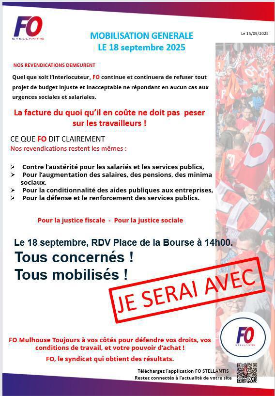 MU: MOBILISATION GENERALE LE 18 SEPTEMBRE 2025