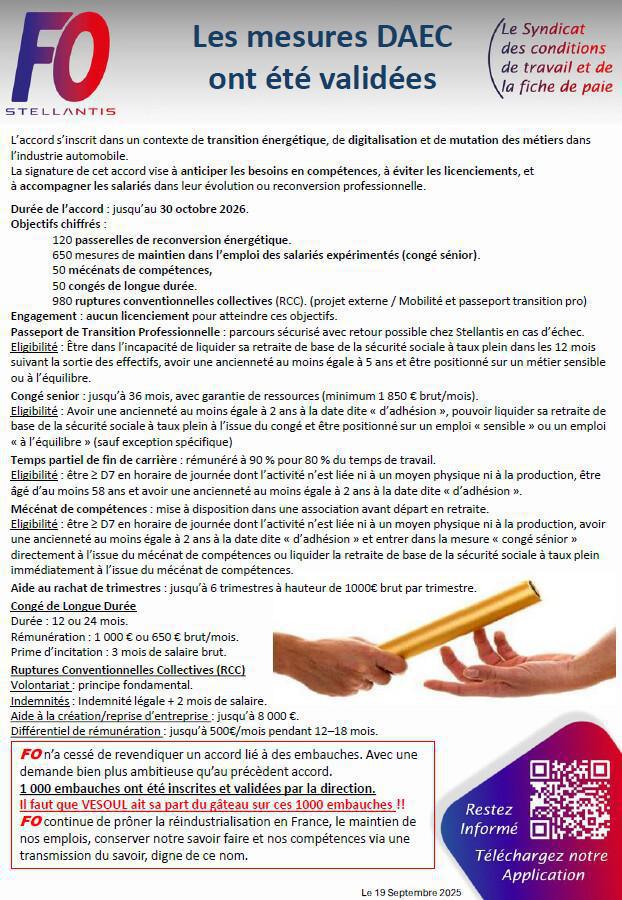 Les mesures DAEC ont été validées Les mesures DAEC ont été validées