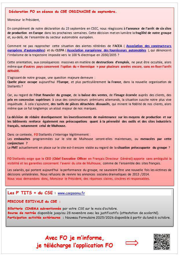 MU: TRACT CSE ORDINAIRE du 30.09.2025