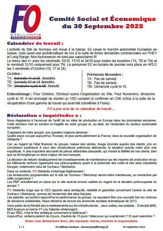 Tract CSE Ordinaire de septembre 2025