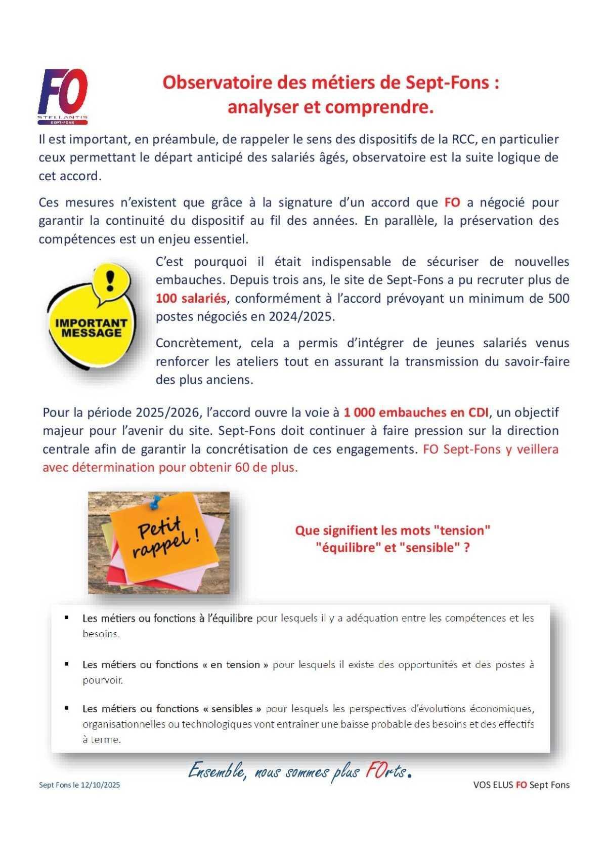 Observatoire des métiers à Sept-Fons 
