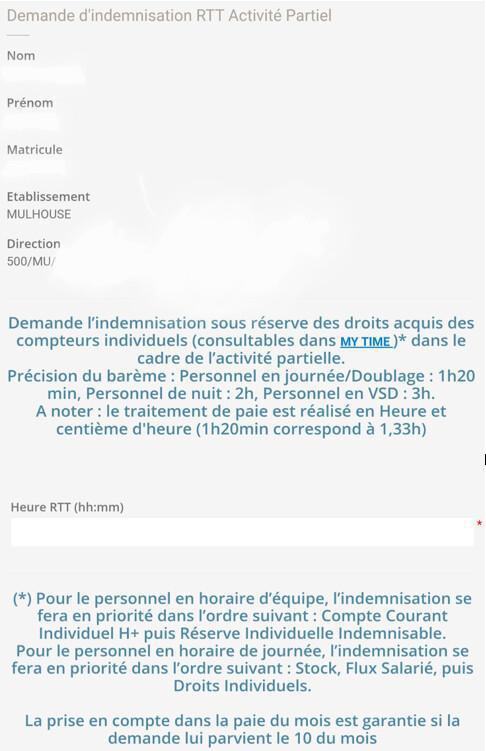 MU: DEMANDE INDEMNISATION RTT ACTIVITE PARTIELLE MU: DEMANDE INDEMNISATION RTT ACTIVITE PARTIELLE