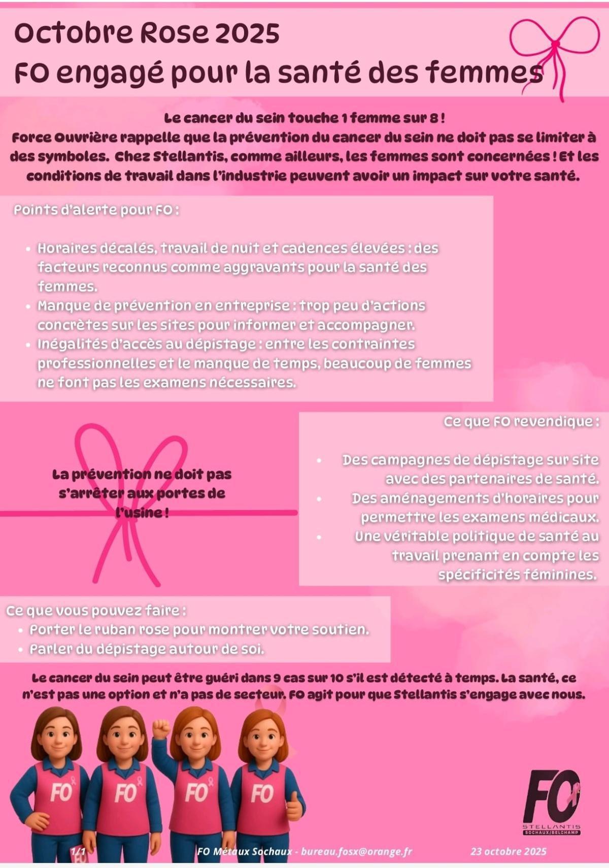 Octobre Rose,...les revendications FO...