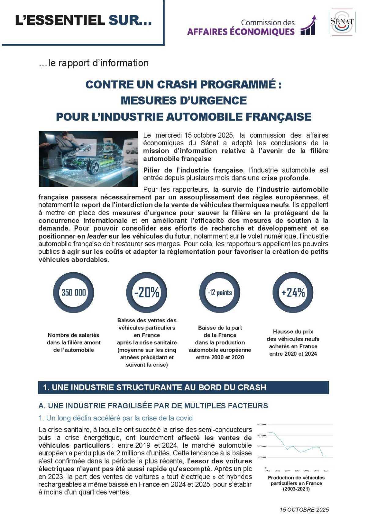 Rapport du Senat, contre un crash programmé.