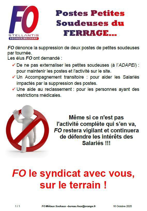 FERRAGE / FO reste vigilant...