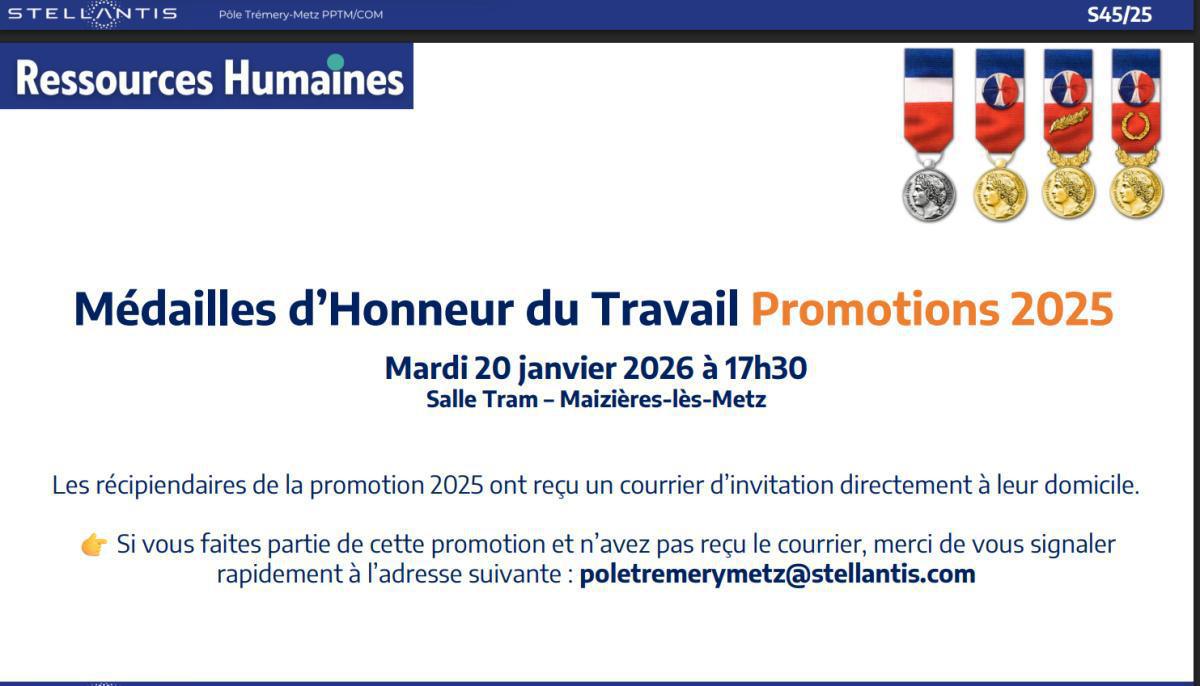 Médailles du travail Promo 2025
