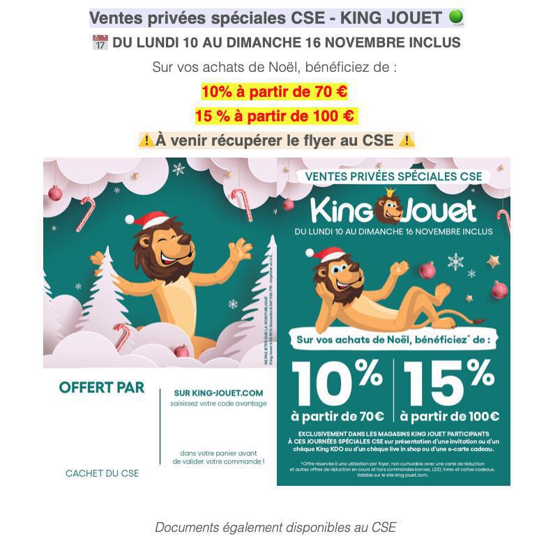 Ventes privées spéciales CSE - KING JOUET