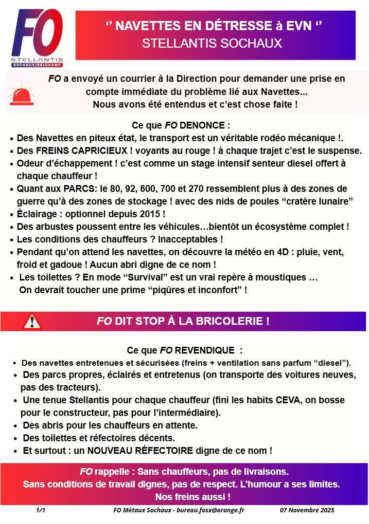 FO dénonce la situation à EVN !