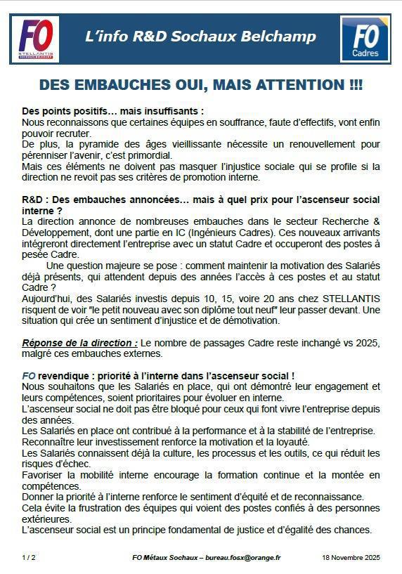 FO demande un schéma clair sur les embauches ...