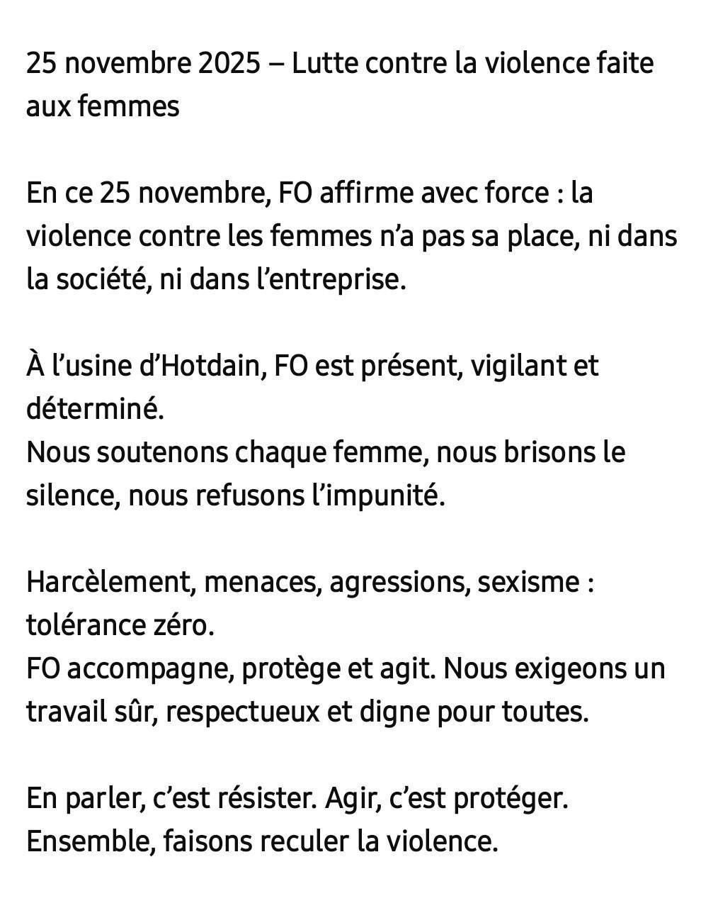 25 novembre 2025 "Journée internationale pour l'élimination des violences à l'égard des femmes