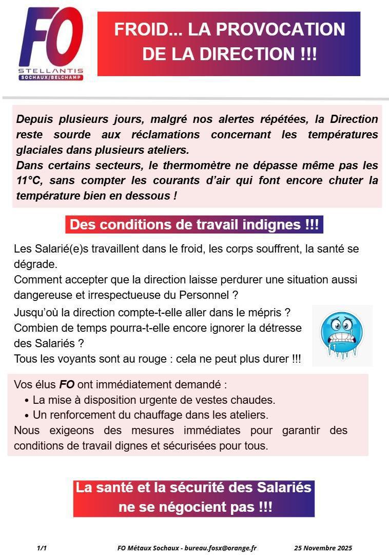 Froid ...La provocation de la direction !!!