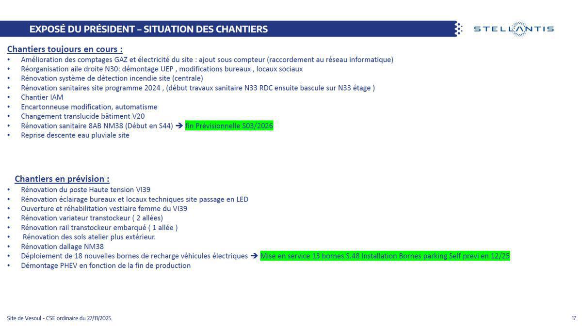 Quelques données et infos suite au CSE du 27 Novembre
