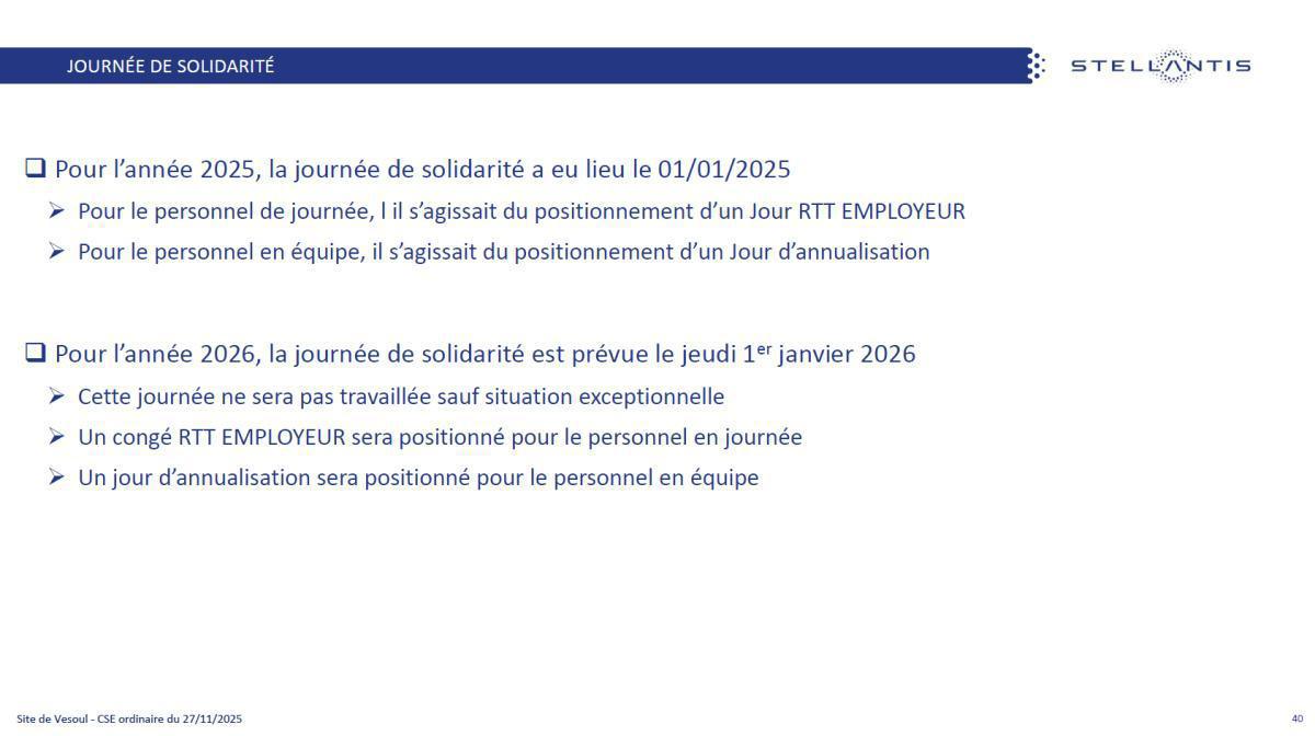 Quelques données et infos suite au CSE du 27 Novembre