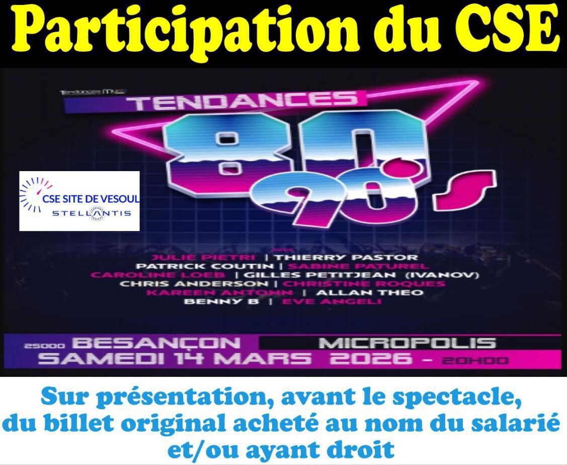 Participation concert tendances 80-90's