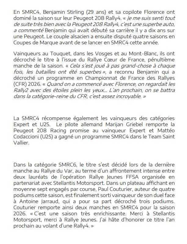 La saison 2025 en Stellantis Motorsport Rally Cup vient tout juste de s’achever.