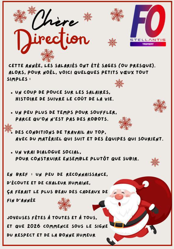 LETTRE AU PERE NOEL (A LA DIRECTION)