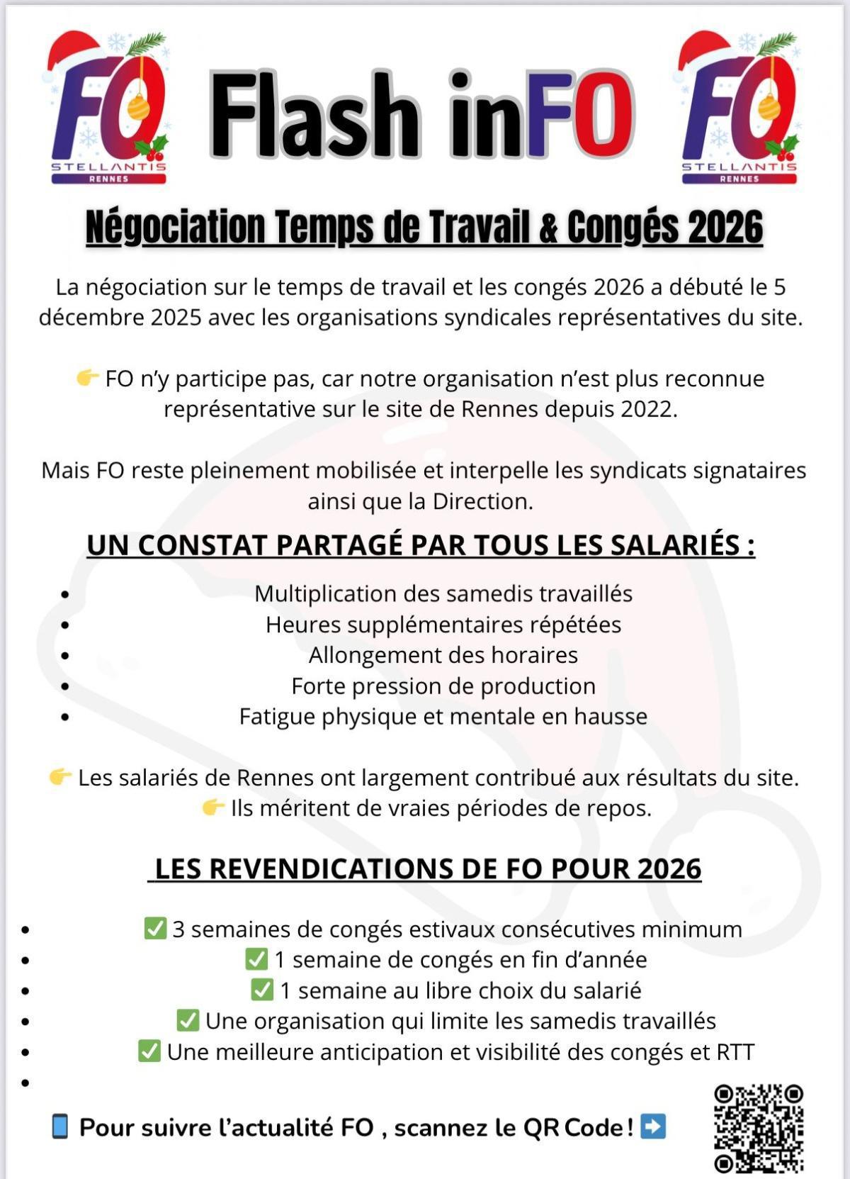 Négociation Temps de Travail & Congés 2026