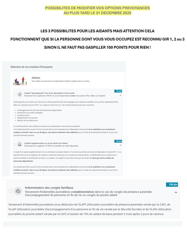 URGENT OPTIONS PREVOYANCE 