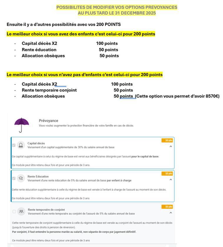 URGENT OPTIONS PREVOYANCE 