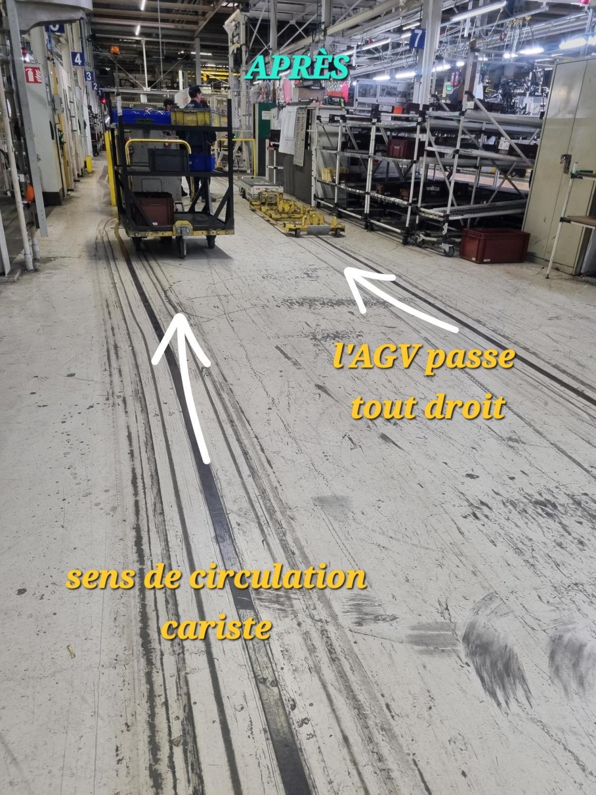 Modification trajectoire de l'AGV entre la POM et MV2 Modification trajectoire de l'AGV entre la POM et MV2