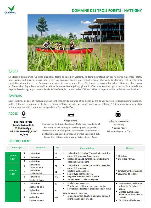 Week-end CenterParcs - Domaine des 3 Forêts