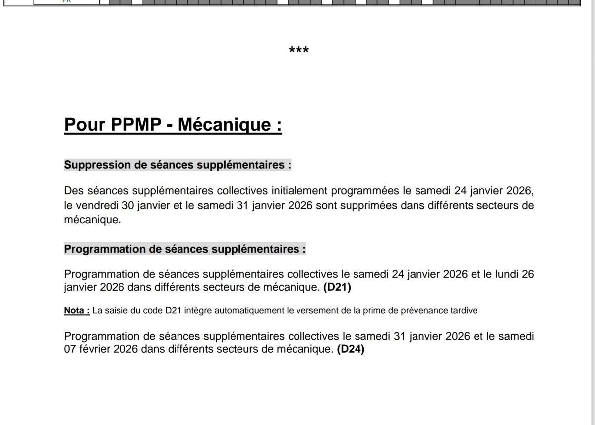 MU:NOTE HORAIRE CSE EXTRA DU 21 JANVIER 2026