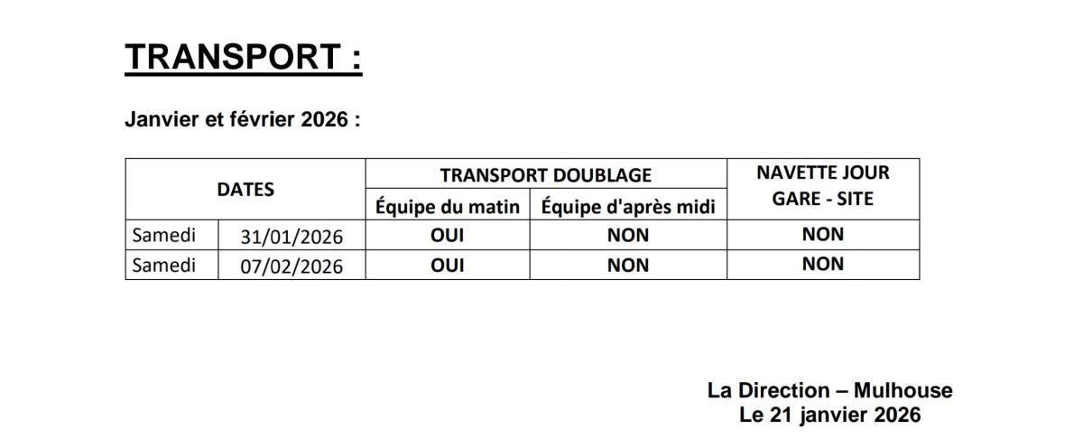 MU:NOTE HORAIRE CSE EXTRA DU 21 JANVIER 2026