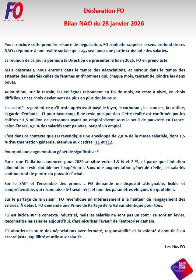 SX BP: 1 ère réunion NAO / Bilan salarial 2025