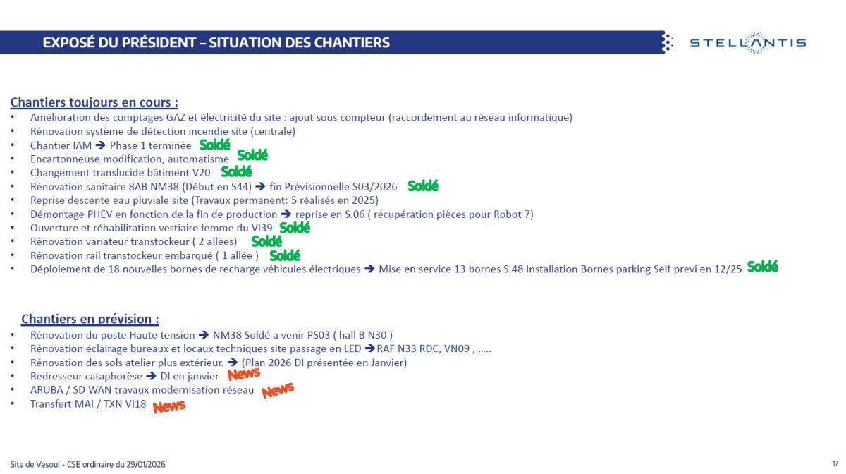 Quelques données et infos suite au CSE du 29 Janvier 2026