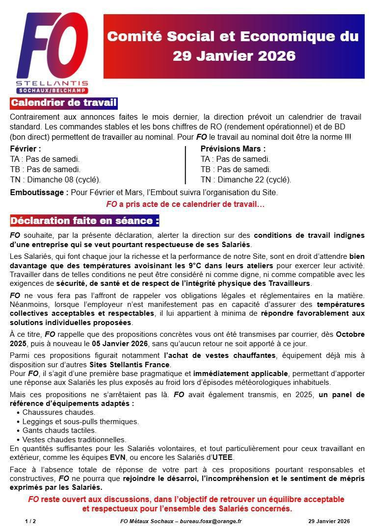 SX/BP: tract CSE ORDINAIRE du 29 janvier 2026