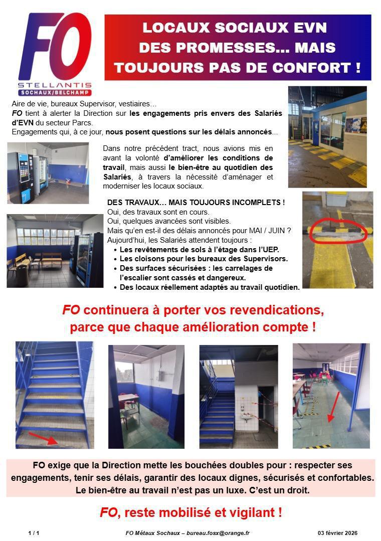 SOC: État d'avancement des travaux / aire de vie EVN...