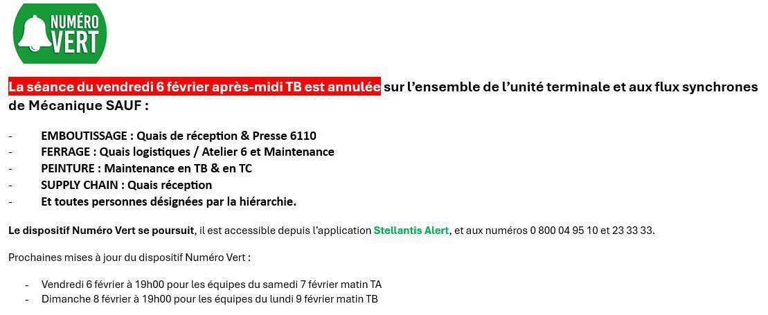 MU: ANNULATION seances le vendredi 06/02 après midi.