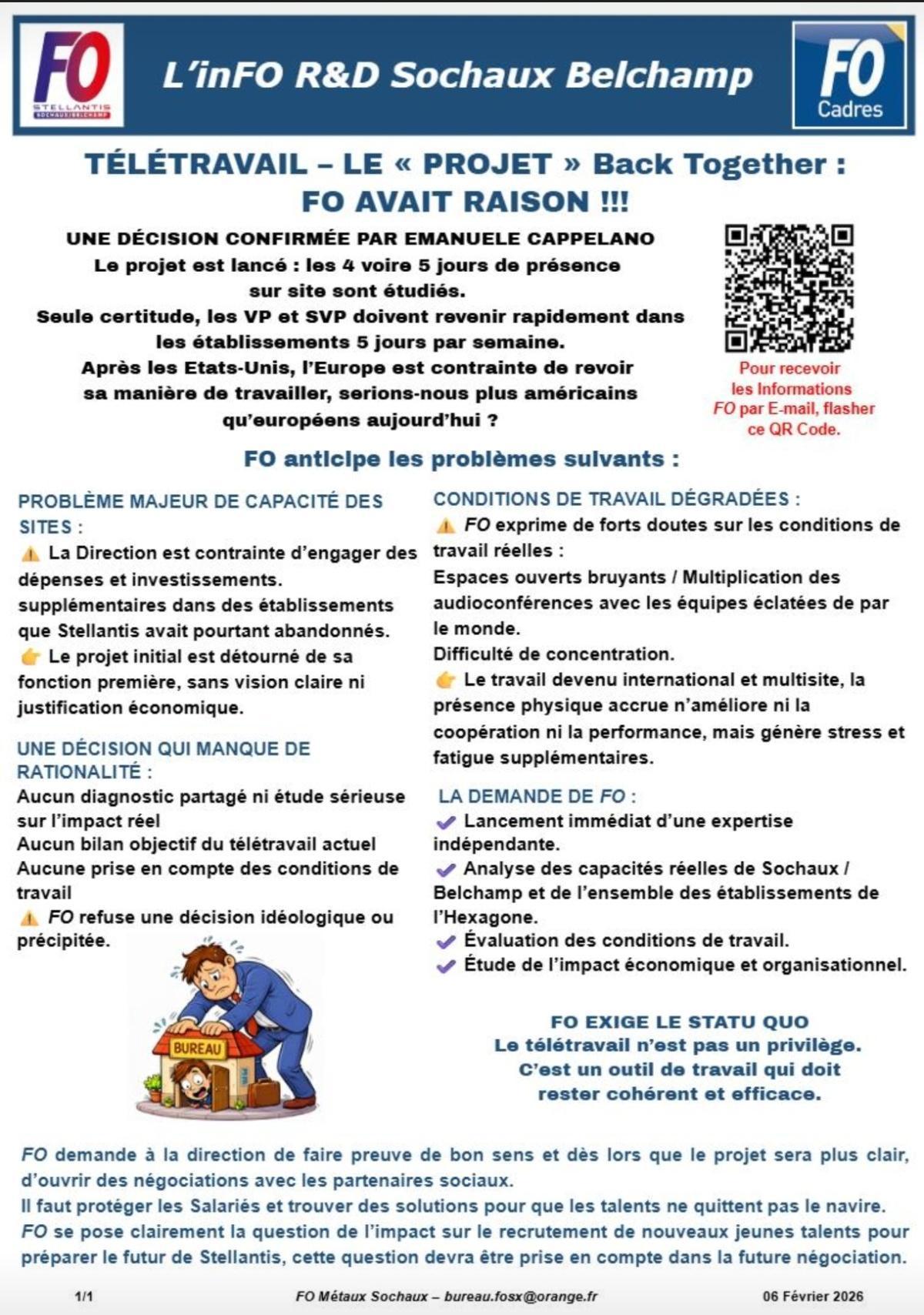 SX BP: Télétravail: FO avait raison...