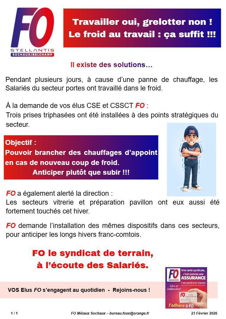 SOC: Travailler dans le froid ça suffit !