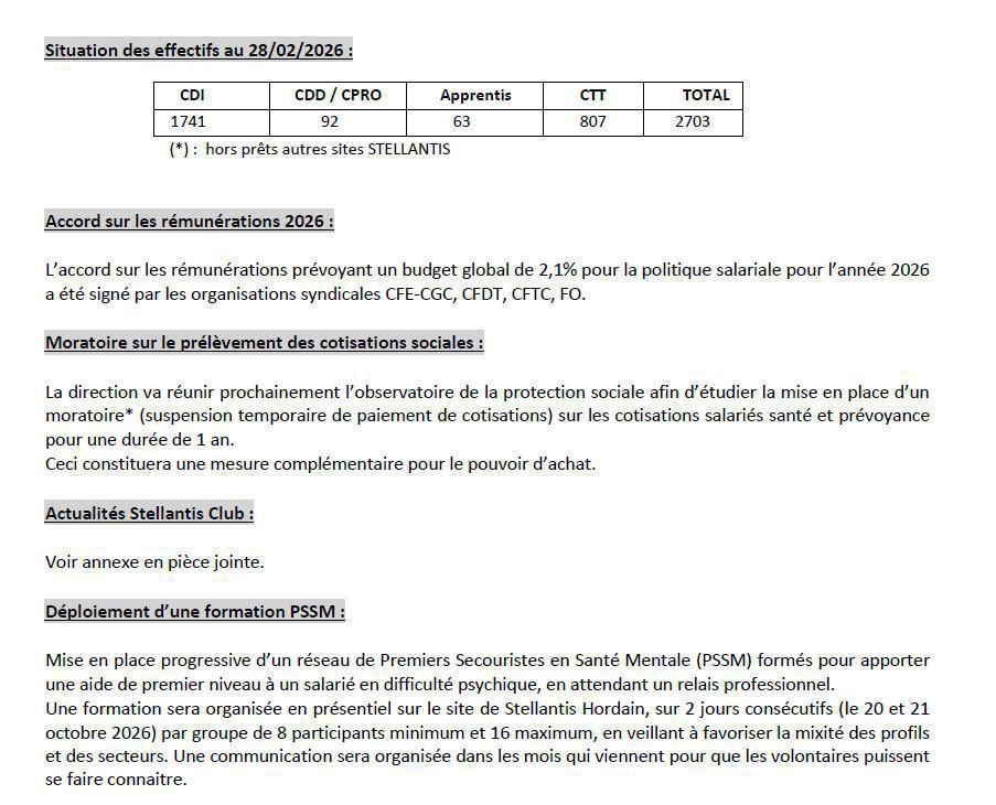 COMPTE-RENDU CSE DU 26 FEVRIER 2026