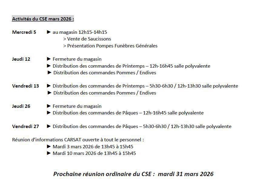 COMPTE-RENDU CSE DU 26 FEVRIER 2026