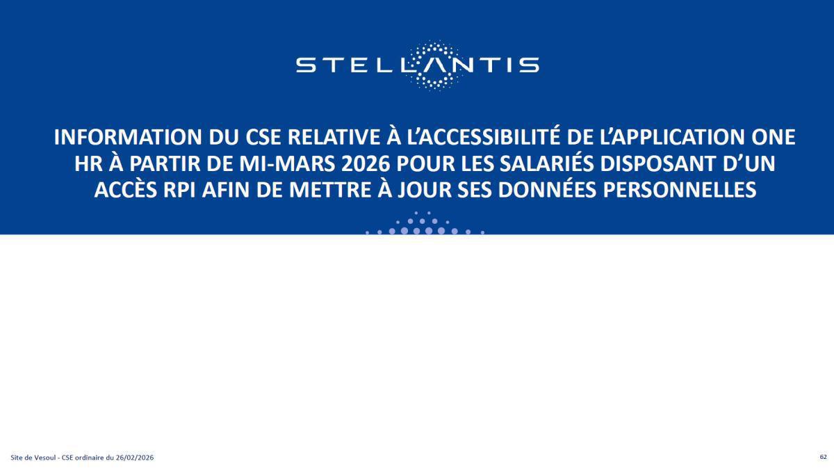 Quelques données et infos suite au CSE du 26 Février 2026