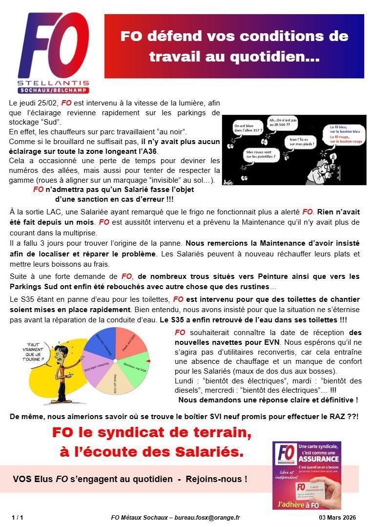 SOC: Conditions de travail, FO à votre écoute...