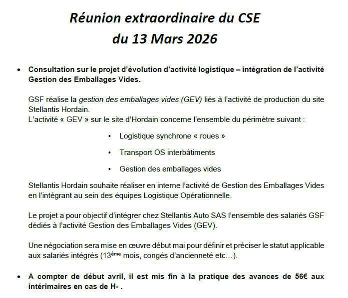 CSE Extra du 13 mars 2026
