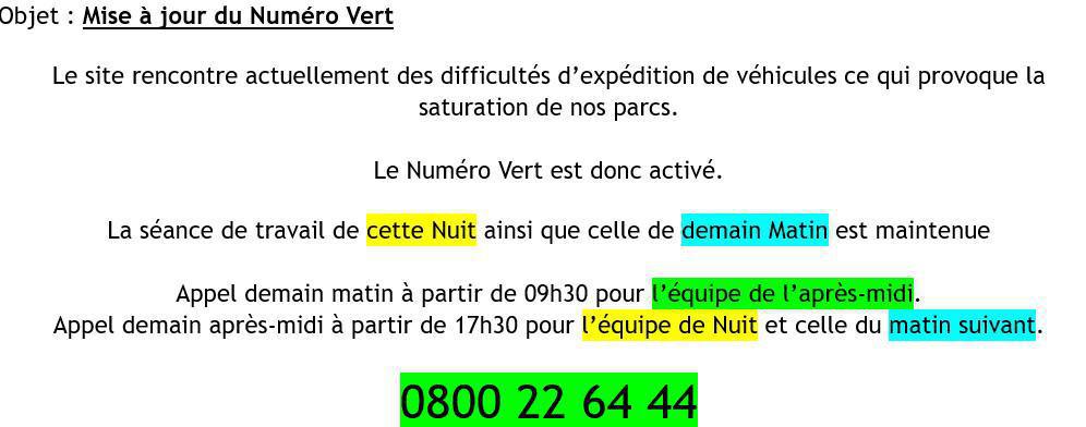 Mise à jour du numéro vert 18/03/26 