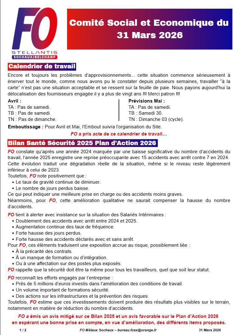 Soc: Tract CSE ORDINAIRE du 31 mars 2026