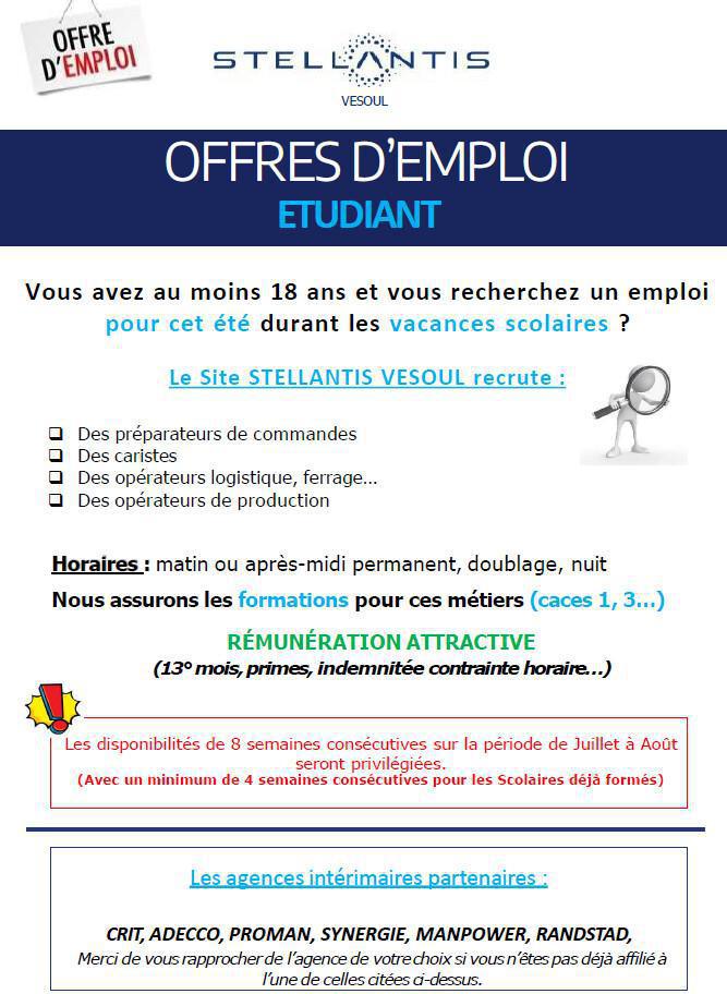 Offres d'emploi étudiant