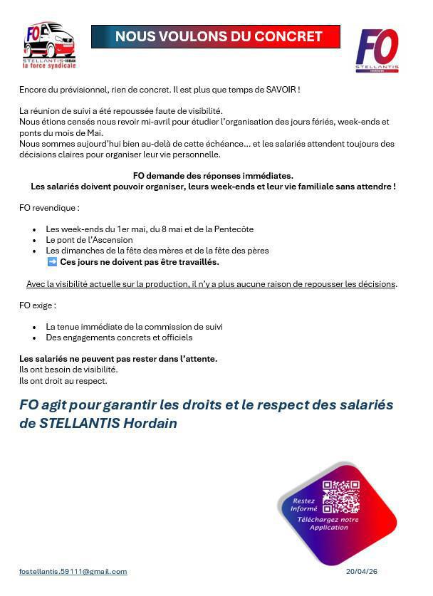 FO revendique les jours fériés de mai !