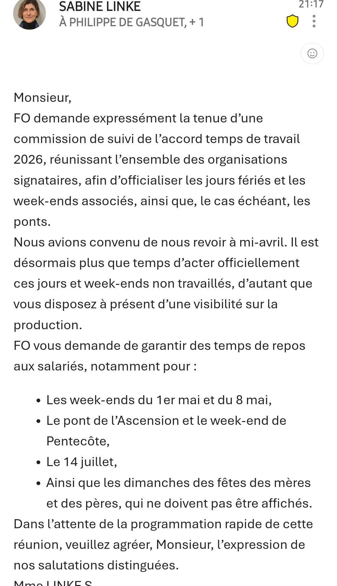 FO revendique les jours fériés de mai !