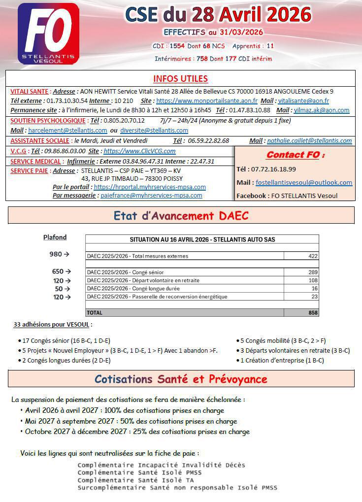 Compte rendu CSE du 28 Avril 2026